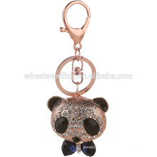 cheap custom fashion keychain rhinestone metal panda keychain